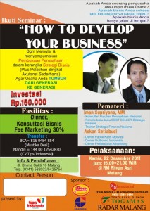 Seminar Iman Supriyono "How To Develop Your Business"